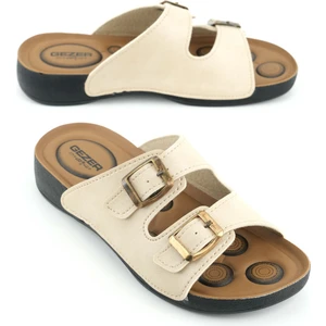 Yazlık Rahat Taban Iki Toka Ayarlanabilir Suni Deri Günlük Kadın Terlik