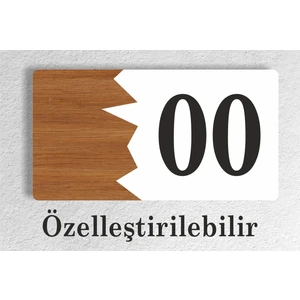 Zafrak Reklam Yatay Özelleştirilebilir Kapı No Kompozit - Ahşap Apartman -Daire Otel Ofis Kapı Numarası Beyaz