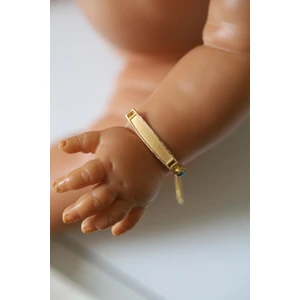 Yenigün Kuyumculuk 14 Ayar Altın Firuze Taş Detaylı Burgu Zincirli Çocuk Künyesi