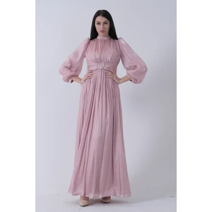 Pudra Beli Toka Aksesuarlı Bisiklet Yaka Tesettür Abiye 6502493.79