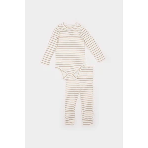 Erkek Bebek 2'li Takım Çizgili Fitilli Kaşkorse Uzun Kollu Çıtçıtlı Body Beli Lastikli Alt E6303A525SP