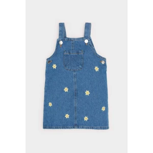Kız Bebek Çiçekli Askılı Jean Elbise E0468A525SP