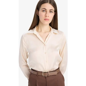 Regular Fit Saten Uzun Kollu Gömlek