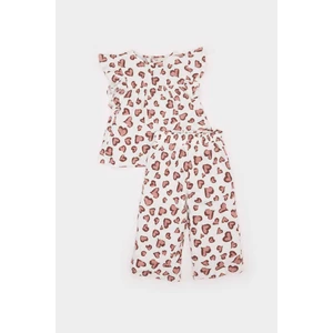 Kız Bebek 2'li Takım Leopar Desenli Kısa Kollu Tişört Esnek Belli Alt E5440A525SM