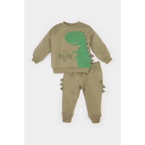 Erkek Bebek 2'li Takım Dinazor Baskılı Sweatshirt Beli Lastikli Eşofman Altı E4910A525SP