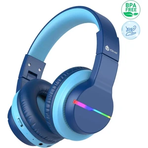 Iclever LED Işıklı Güvenli Ses Sınırlı 85 Saat Oynatma Süreli Bluetooth Çocuk Kulaklığı Mavi