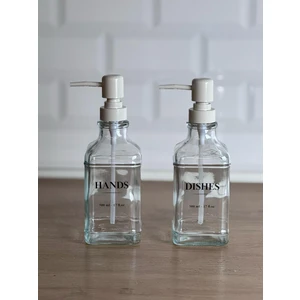 Okyanus Home Beyaz Pompalı İkili Kare Cam Sıvı Sabunluk 500 ml