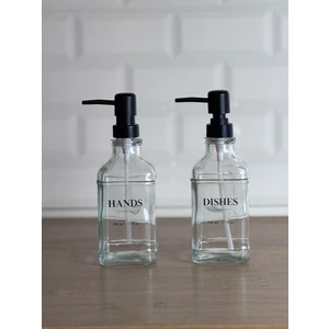 Okyanus Home Siyah Pompalı İkili Kare Cam Sıvı Sabunluk 500 ml