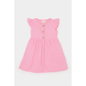 Kız Bebek Basic Düz Kısa Kollu Flamlı Poplin Elbise Z7402A225SM