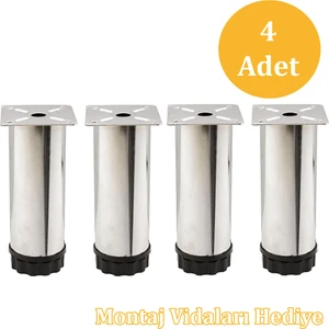 Ayarlanabilir Mobilya Kanepe Baza Koltuk Dolap  Metal Destek Yükseltici Ayağı Krom Ayakları (4 Adet)