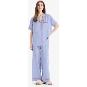 Pijama Takımı Viskon Kısa Kollu Üst Beli Lastikli Uzun Alt-Fall in Love E7651AX25SP