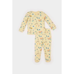 Erkek Bebek Pijama Takımı Araç Baskılı Uzun Kollu Waffle Üst Beli Lastikli Uzun Alt E0751A525SP