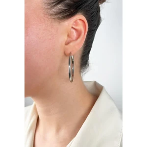 Sose Moda Çelik Halka Küpe 4 cm - Gümüş