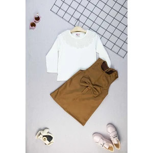 Zarif Bayramlık Kız Çocuk Takım – Dantelli Bluz & Kadife Elbise Prenseslere Özel Kız Çocuk Salopet