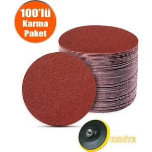 100 Adet (Karma PAKET-115 mm) Cırt Zımpara Kağıdı El Zımparaları Seti Avuç Içi Spiral Taşlama Disk Hediye