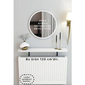 Beyaz Petek Üstü Tak Çıkar , Uçan Raf & Dresuar Duvar Montajsız Oval Kesim 120 cm