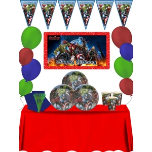 Afişli Lüx Marvel Avengers Yenilmezler Doğum Günü Parti Süsleri Süsleme Seti