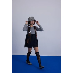 Kız Çocuk Tül Detaylı Triko Elbise