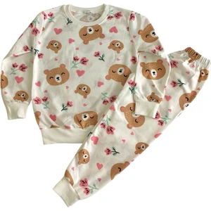 Arya Nisa Kids Kız Çocuk Ayıcıklı Uzun Kollu Mevsimlik Pijama Takım