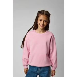 Kız Çocuk Bisiklet Yaka Oversize Sweatshirt - Pembe (2-3 Yaş 7-8 Yaş)