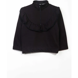 Kız Çocuk Fırfırlı ve Fermuarlı Bluz - Siyah (2-3 Yaş 8-9 Yaş)