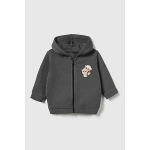 Unisex Çocuk %100 Pamuklu Kedi Nakışlı Kışlık Hırka  -Antrasit (3-4 Yaş 8-9 Yaş)