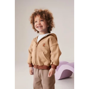 Unisex Çocuk Kedi Nakışlı Fermuarlı Kapüşonlu Hırka (2-3 Yaş - 7-8 Yaş)