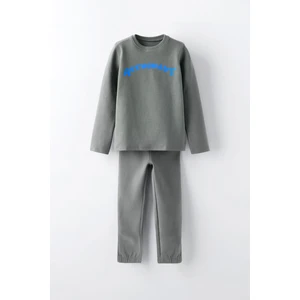 Erkek Çocuk %100 Pamuklu Baskılı Pijama Takımı - Haki (3-4 Yaş - 8-9 Yaş