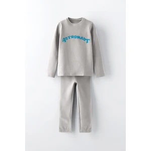 Erkek Çocuk %100 Pamuklu Baskılı Pijama Takımı - Ekru (3-4 Yaş - 8-9 Yaş