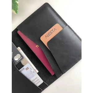 Alesta Leather (isim yazıyoruz) El Yapımı Deri Pasaport Kılıfı / Pasaport Cüzdanı