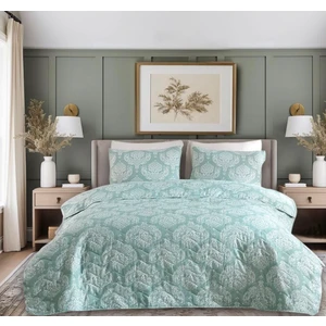 Kapitone Yatak Örtüsü Seti Çift Kişilik Post Suyeşili