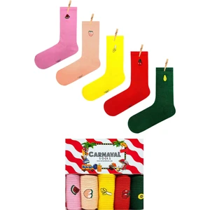 Carnaval Socks 10'lu Nakışlı Meyveler Desenli Renkli Çorap Kutusu