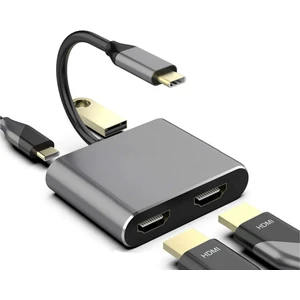 AP-USB50 4 In 1 Type-C To 2x HDMI + Usb+Type-C Çevirici Dönüştürücü