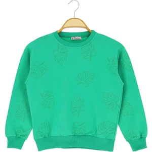 Kız Çocuk Sweatshirt Yaprak Baskılı
