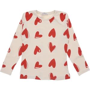 Kız Çocuk Bluz Kalp Baskılı