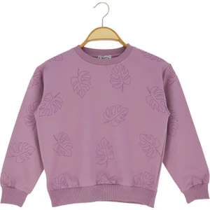 Kız Çocuk Sweatshirt Yaprak Baskılı