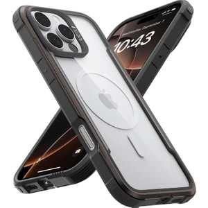 iPhone 16 Pro Max Kılıf Magsafe Uyumlu Airbagli Raptic Shield Serisi Şeffaf Kapak Kahverengi