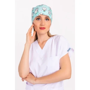 Nur Medikal Giyim Unisex Yeşil Diş Desenli Cerrahi Bone Hemşire Doktor Saç Bonesi