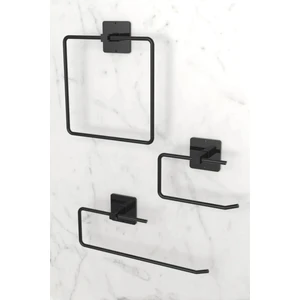 Viki House 3'lü Banyo Seti, Siyah Kare Havluluk, Wclik ve Peçetelik, Banyo Aksesuarları, Ev Aksesuarları