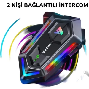 Y20MAX 2 Kişi Bağlantılı 1000mAh Bluetooth Motosiklet Kask Kulaklık Rgb Işıklı İntercom seti
