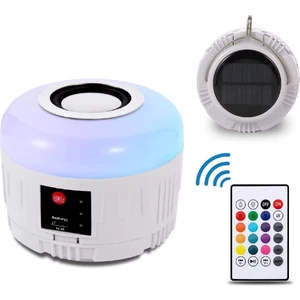 Solar Güneş Enerjili Kamp Çadır Lambası Işığı Bluetooth Hoparlör Rgb LED Kumandalı Aydınlatma