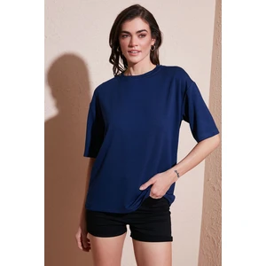Streç Oversize Fit Bisiklet Yaka T Shirt Bayan T Shirt 5865911