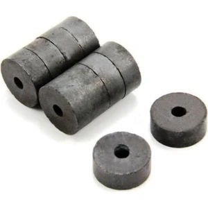 Dünya Magnet Mıknatıs 25 Adet 18 mm  x  D5 mm  x  10 mm Delikli Kömür Seramik Halka Mıknatıs