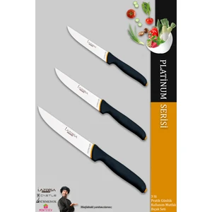 Platinum Serisi Mutfak Bıçak Seti Et Ekmek Sebze Meyve Bıçağı 3 Lü Set Günlük Kullanım (MFT-369)