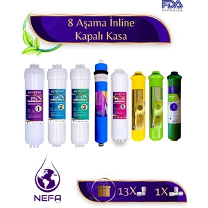 Tüm Kapalı Kasalar ve İhlas (Silver,plus,platinum Uyumlu), 8'li Filtre Seti, (Çift Karbonlu), 80 Gpd Su Arıtma Filtre Seti