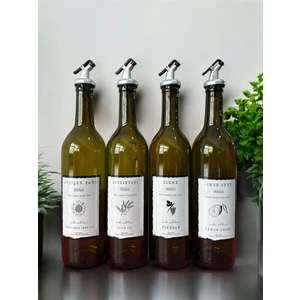 Büyülü Home 4 Lü 750 ml Amber Cam Zeytinyağı Ayçiçek Yağı Sirke ve Limon  Sisesi Yağdanlık Sosluk