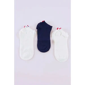 Katia & Bony  3'lü Paket Süper Bambu Çocuk Step Çorap - Beyaz/lacivert/beyaz