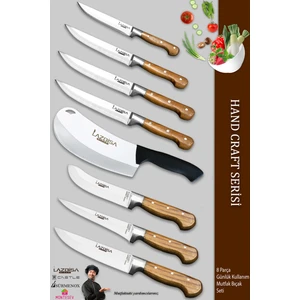 Hand Craft Pro Serisi Mutfak Bıçak Seti 8 Parça Et Ekmek Sebze Salata Börek Bıçağı (MFP-001)