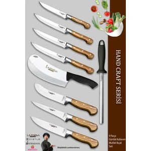 Hand Craft Pro Serisi Mutfak Bıçak Seti 9 Parça Et Ekmek Sebze Salata Börek Bıçağı (MFP-386)