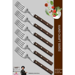 Hand Craft Serisi Steak Et Yemek Kahvaltı Çatalı 6 Lı Set Mutfak Bıçak Günlük Kullanım ( Mtf-061 )